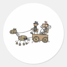 Pferd gezeichneter Wagen für Hochzeiten Stickers