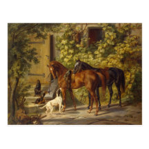 Pferde am Portal Postkarte