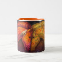 Pferdegeschenk, Kriegs-Friedenspferde, Western-Tie Kaffee Haferl