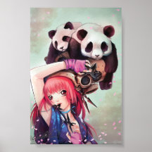 Pfirsich Ninja Pandas Poster