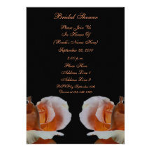 Pfirsich-Rosenknospe-Schwarz-BlumenBrautparty lade Personalisierte Einladungen