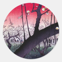 Pflaumen-Anwesen Kameido, Hiroshige Ando Runder Sticker