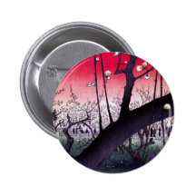 Pflaumen-Anwesen Kameido, Hiroshige Ando Anstecknadelbutton