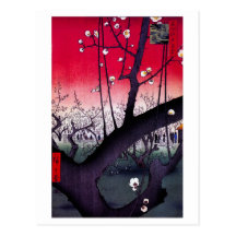 Pflaumen-Anwesen Kameido, Hiroshige Ando Postkarte