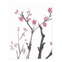 Pflaumen-Blüten-Niederlassungs-im Frühjahr Postkar