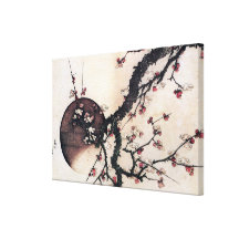 Pflaumen-Blüten und der Mond, Leinwand Drucke