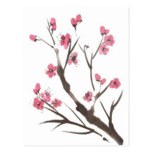 Pflaumen-Blütesprig-Postkarte