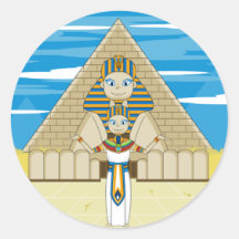 Pharao u. große Sphinx von Giseh-Aufkleber