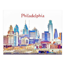 Philadelphia-Farbskizze-Postkarte