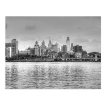 Philadelphia-Skyline in Schwarzweiss Postkarte