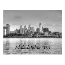 Philadelphia-Skyline in Schwarzweiss Postkarte