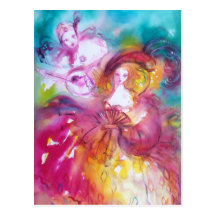 PIERROT UND ARLECCHINA venezianischer Karneval, Postkarte