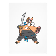 piggy Cartoon des lustigen albernen ninja Karate-S Ankündigungen