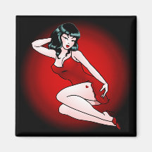 Pin herauf Mädchen-Kühlschrankmagnet-Retro Geschen