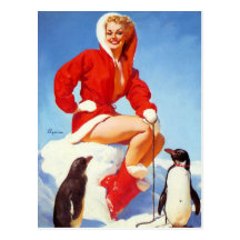 Pin-Oben mit Pinguin-Postkarte