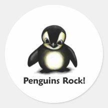 Pinguin-Felsen! Runder Sticker