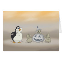 Pinguin-Halloween-Karte