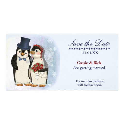 Pinguin-Hochzeit Photokarte
