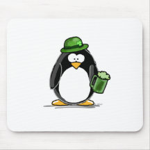 Pinguin mit grünem Bier Mauspad