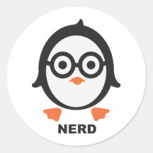 Pinguin - nerd - penguin runde sticker