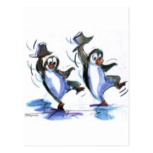Pinguin-Tanzen Postkarte