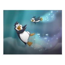Pinguin und Kind Postkarte