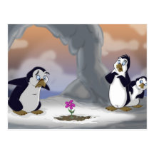 Pinguine im Früjahr Postkarte
