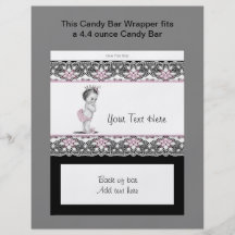 Pink and Black Baby Shower Candy Bar Wrapper Custom Flyer
