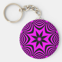 Pink and Black Floral Mandala Keychains