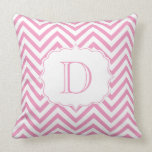 Pink and White Chevron Pattern Monogram kissen