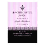 Pink & Black Striped Damask Bachelorette Invite