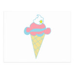 Pink Blue Swirl Star Ice Cream Cone Post Card
