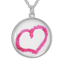Pink Painted Heart Pendant