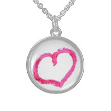 Pink Painted Heart Personalized Necklace