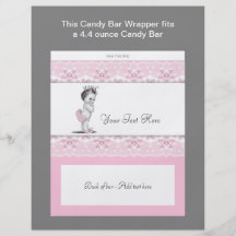 Pink Princess Baby Shower Candy Bar Wrapper Custom Flyer