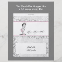 Pink Princess Baby Shower Candy Bar Wrapper Flyer Design