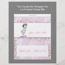 Pink Princess Baby Shower Candy Bar Wrapper Full Color Flyer