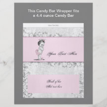 Pink Princess Baby Shower Candy Bar Wrapper Flyers