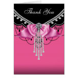 Pink-schwarze rosa Prinzessin Thank You Cards Grußkarte