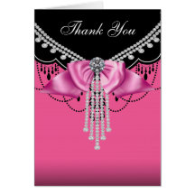 Pink-schwarze rosa Prinzessin Thank You Cards Grußkarte