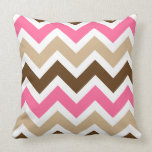 Pink, Tan, and Brown Chevron Pattern kissen