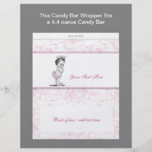 Pink Toile Baby Shower Candy Bar Wrapper Flyers
