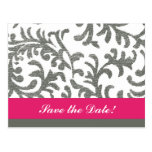 Pink und graues Blumenmuster Postkarte