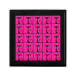 Pink-und Schwarz-Miezekatze-Katzen-Collage Modeschmuckschachtel