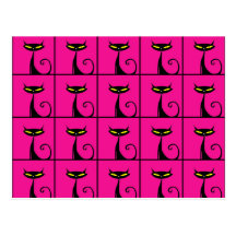 Pink-und Schwarz-Miezekatze-Katzen-Collage Postkarte