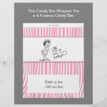 Pink Zebra Baby Shower Candy Bar Wrapper Personalized Flyer