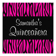 PinkZebra moderne Quinceanera Einladungen