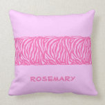 Pinkzebra-Streifen auf rosa Monogramm-Kissen