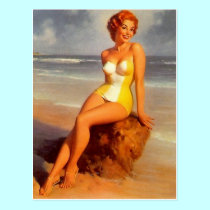 Pinup, der Schönheits-Postkarte badet postkarten