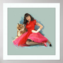 Pinup mit Tiger Plakate